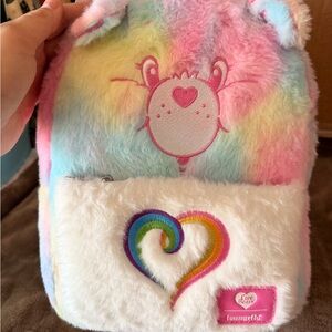 Loungefly Care Bears Rainbow Heart Plush Backpack - Multicolor
